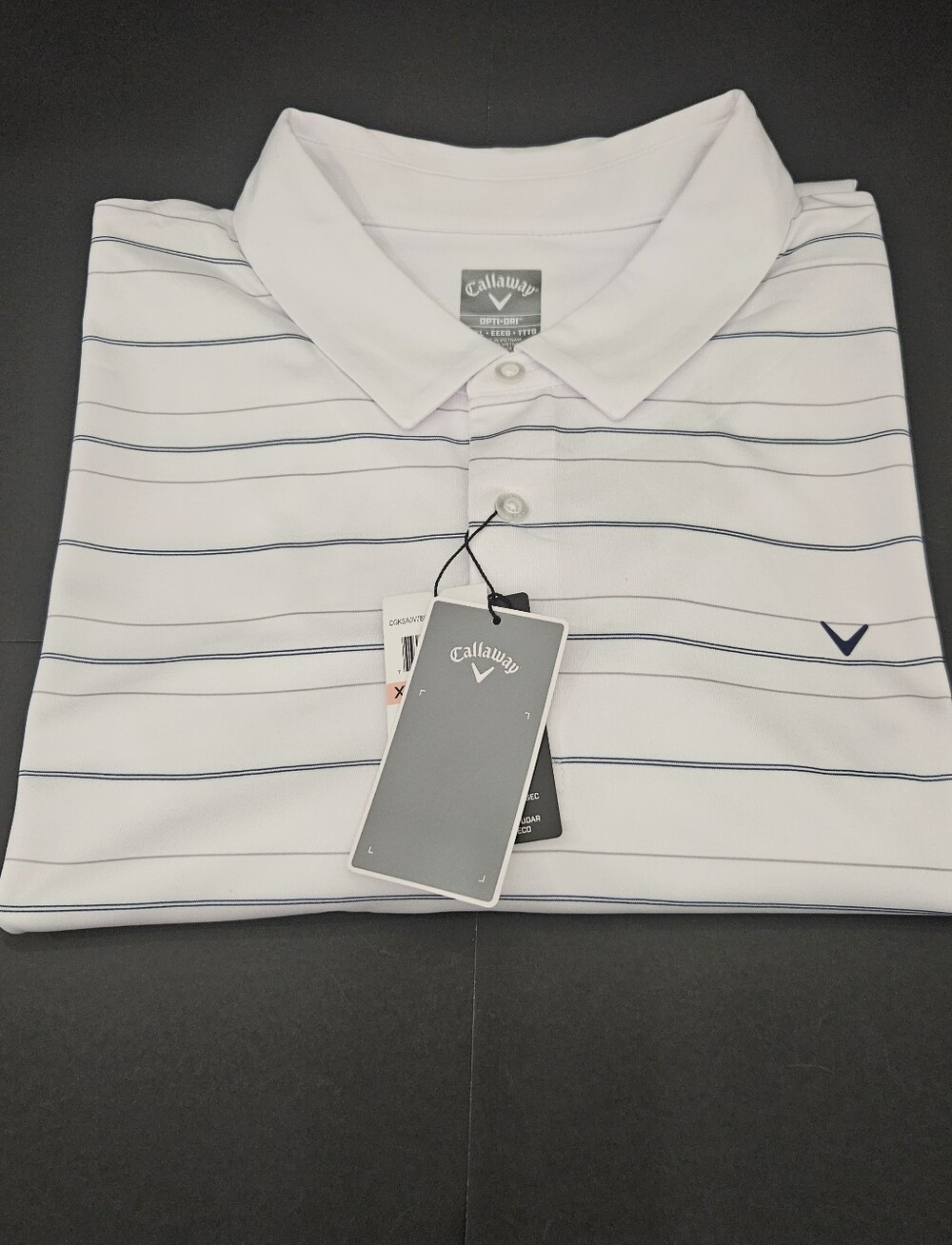 NWT Callaway Opti-Dri Striped Golf Polo White Navy 3XL